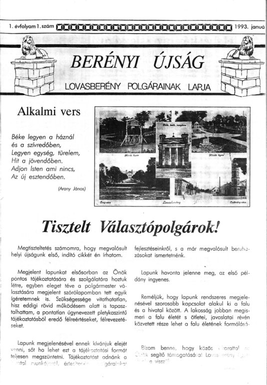 Berényi Újság 1993. január berenyiujsag